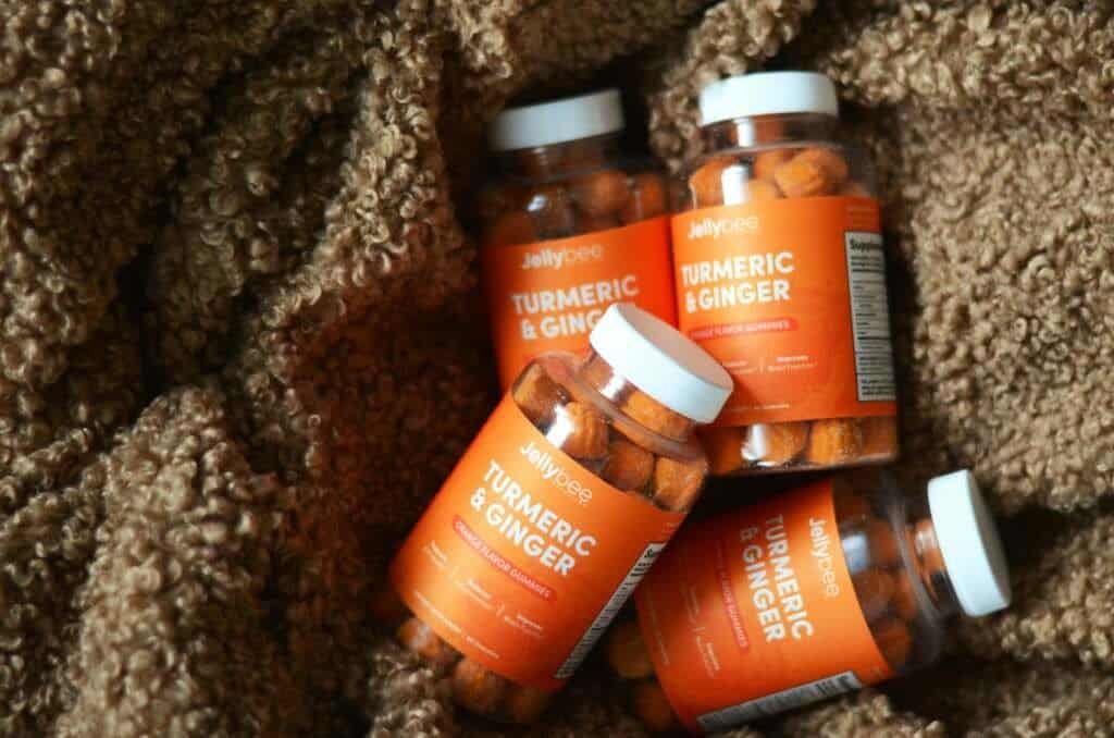 jellybee gummies on brown blanket